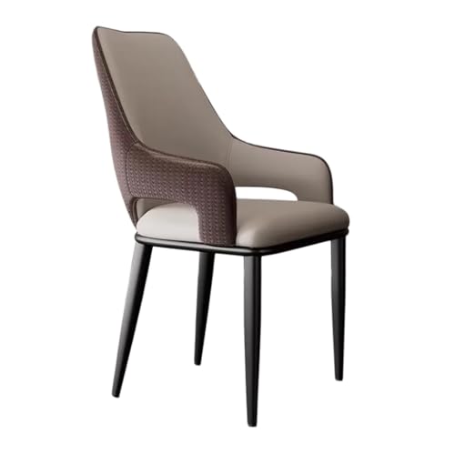 WIGSELBL Moderner Esszimmer-Armlehnstuhl Mitte des Jahrhunderts Akzentstuhl Küchenstuhl mit Metallbeinen für Wohnzimmer, gepolsterte Barstühle mit hoher Rückenlehne (braun) von WIGSELBL