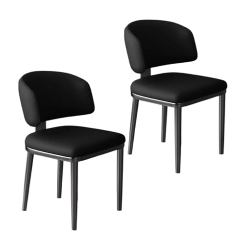 WIGSELBL Modische Esszimmerstühle, modernes Design aus der Mitte des Jahrhunderts, hohe Rückenlehne, bequem, gepolstert, Küchenstühle mit Metallbeinen, für Wohnzimmer (Nero), 2 Stück von WIGSELBL