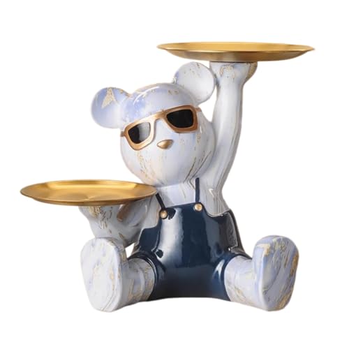 WIGSELBL Schlüsselhalter für Büro, Schreibtisch, dekorative Tier-Bär-Skulptur, Heimdekoration, Statue, Süßigkeitenschale, Ablageschale zur Aufbewahrung für den Eingang (Stil 1) von WIGSELBL
