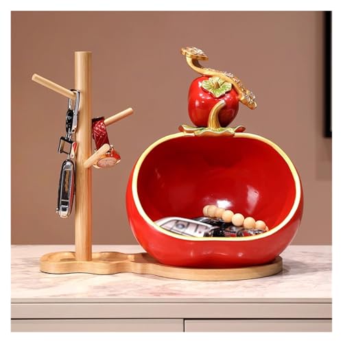 WIGSELBL Schlüsselhalter für den Eingangstisch, Süßigkeitenschale für Büro, Schreibtisch, Kunst, Heimdekoration, Behälter-Aufbewahrungsbox, Wohnzimmertisch, Kunstdekoration (Rot 1) von WIGSELBL