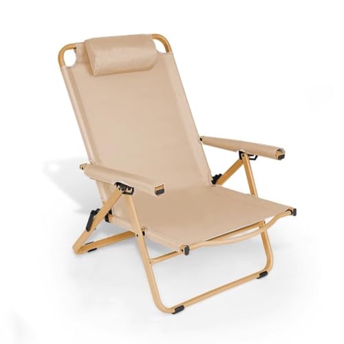 WIGSELBL Verstellbare Campingstühle für Erwachsene, faltbarer Campingstuhl mit hoher Rückenlehne, tragbare Klappstühle im Freien, Liegender Outdoor Stuhl für Picknick (Khaki) von WIGSELBL