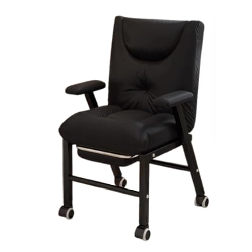 WIGSELBL Wohnzimmerstuhl, Akzentstuhl, bequemer Lesesessel, gepolsterter Einzel-Sofasessel mit verstellbarer Rückenlehne, bequemer Lounge-Liegestuhl mit Fußstütze (Nero) von WIGSELBL