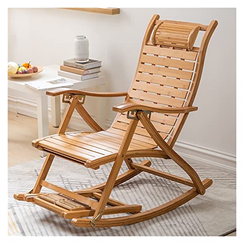 WIGSELBL Zero Gravity Stuhl aus Holz, 3-in-1, faltbare Schaukelstühle, Sonnenliege, Liegestühle, Outdoor-Liegestühle mit Fußmassagekissen, ergonomische Gartenliegestühle von WIGSELBL