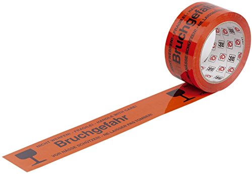 Packband mit Warndruck,"Bruchgefahr", 50mm breit, 66m lang, rot von WIHE-lon