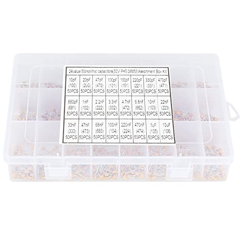 1200pcs 24 Werte 50V 10PF -10UF Monolithische Keramikkondensator Sortiertes Kit von WIHFHGZ