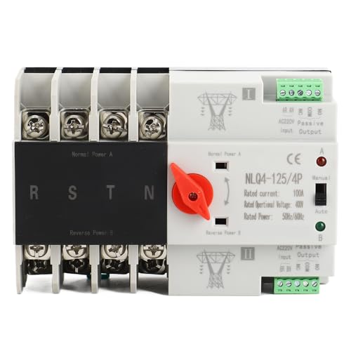 Automatischer Umschalter 4P 3 - Phasen 4 - Draht 400V 80A Din - Schiene, kompakte Bauweise, flammhemmendes Gehäuse - Zuverlässige Stromversorgung, Blitzschnelle Umschaltung, Für (Typ 4) von WIHFHGZ