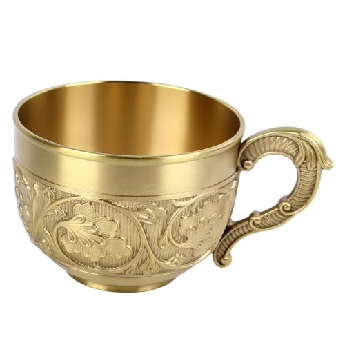 Brass Tee Tasse Mit Prächtigen Prägungen, Kleine Europäische Kaffeetasse - Langlebiges Messing, Vielseitig Für Zuhause Und Partys (Typ 1) von WIHFHGZ