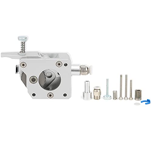 Dual Drive Gear Extruder 1.75mm Metallgehäuse, Silber, Voll Metall - Minimale Schlupf, Sanfte Filamentzufuhr, Für Flexible 3D Druck Materialien (Linke Hand) von WIHFHGZ