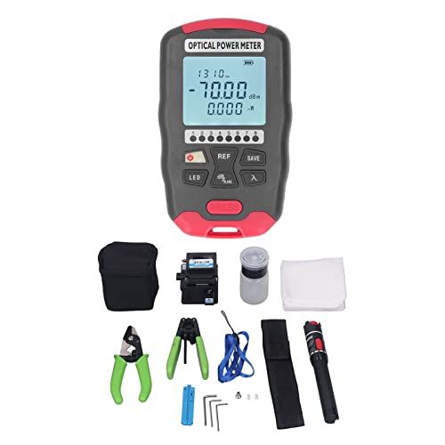 FTTH Fiber Optic Tool Kit, 10 Wellenlängen Optical Power Meter, Cutter, Clamp Wrench, 50km Rotes Licht Pen - Präzise Dämpfung Messgerät, Multimode Tester, Ideal für Glasfaser von WIHFHGZ