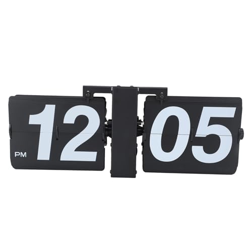 Flip Clock Stehend, Mechanische Retro Klappzahlenuhr Aus Edelstahl Und PVC, Schwarz 36x13,8x8cm - Coole Uhr Mit Großen Zahlen, Einfach Ablesbar, Für Wohnzimmer Und Büro (Typ 1) von WIHFHGZ
