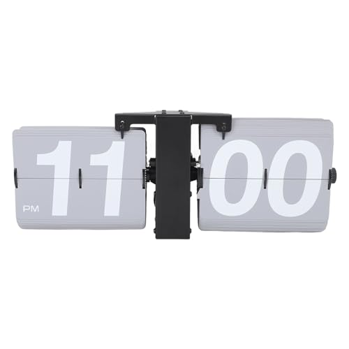 Flip Clock Stehend, Mechanische Retro Klappzahlenuhr Aus Edelstahl Und PVC, Schwarz 36x13,8x8cm - Coole Uhr Mit Großen Zahlen, Einfach Ablesbar, Für Wohnzimmer Und Büro (Typ 4) von WIHFHGZ