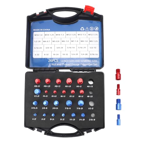 Gewindelehre Zoll Und Metrisch, Nut Bolt Thread Checker 26 Teilig Rot Blau Mit Koffer - Präzise Steigungslehre, Für Messung Von Schraube Und Mutter, Praktisch Für Reparatur Und Gewindelehre Zoll Und Metrisch, Nut Bolt Thread Checker 26 Teilig Rot Blau Mit Koffer - Präzise Steigungslehre, Für Messung Von Schraube Und Mutter, Praktisch Für Reparatur Und von WIHFHGZ