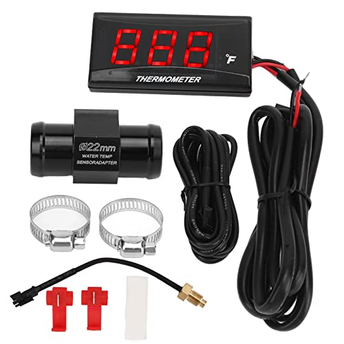 Motorrad Wassertemperatur Dünne LCD-Anzeige ABS-Gehäuse Wassertemperaturmesser Modifikation DC12V Universal (Rot) von WIHFHGZ