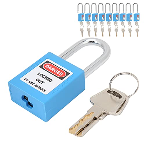 Vorhängeschloss Rot 10er Set, Gleichschließende Lockout Schlösser PA 38 - Langlebige Zusatzsicherung, Isolierte Stahlbügel, Industrie Anwendung (Blau) von WIHFHGZ