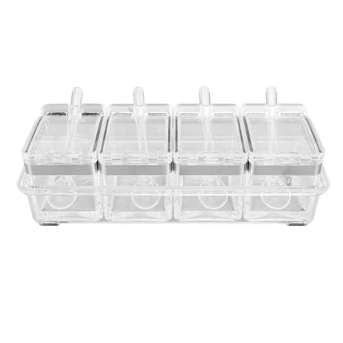 WIHFHGZ Gewürzbehälter Acryl, 4 Fächer Gewürzbox Mit Deckel, 25,5x8,5x8cm - Hochtransparente Acrylbox, Küchenorganisation Für Gewürze Und Kräuter, Praktisch Für Haushalt Und Buffet WIHFHGZ Gewürzbehälter Acryl, 4 Fächer Gewürzbox Mit Deckel, 25,5x8,5x8cm - Hochtransparente Acrylbox, Küchenorganisation Für Gewürze Und Kräuter, Praktisch Für Haushalt Und Buffet von WIHFHGZ