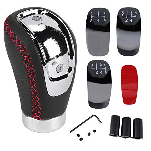 WIHFHGZ Schaltknauf R Typ aus ABS und Leder ergonomisch passend universal mit 3 Gummiadaptern für MT und AT Autos ohne (Rot) von WIHFHGZ