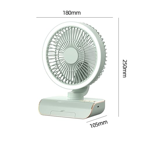 WIHFHGZ Ventilator tragbar 90 Grad Oszillation mit Fernbedienung 2 Beleuchtungsstufen Smartphone Halterung vielseitig einsetzbar (4000mah) von WIHFHGZ