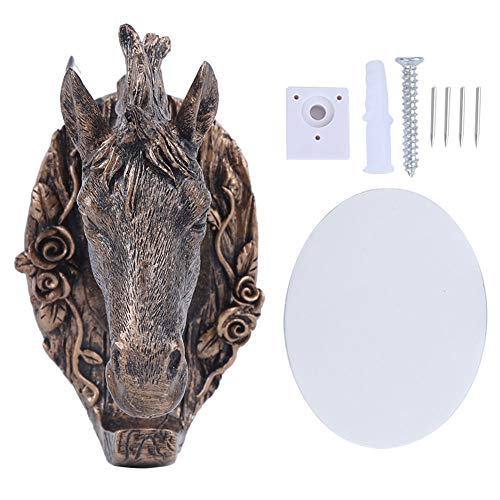 WIHFHGZ Wandhaken Tierkopf Resin Retro Optik selbstklebend Robust für Bad Küche Wohnzimmer Garderobe (Pferd (Anti-Imitation Gold)) von WIHFHGZ