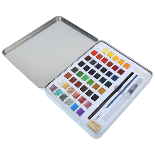 WIHFHGZ Watercolor Paint Set mit 48 Farben, Aquarellfarben in Metalldose, 12 Perlmuttfarben enthalten - Langlebige Farbpigmente, Hohe Löslichkeit, für Künstler und Hobby WIHFHGZ Watercolor Paint Set mit 48 Farben, Aquarellfarben in Metalldose, 12 Perlmuttfarben enthalten - Langlebige Farbpigmente, Hohe Löslichkeit, für Künstler und Hobby von WIHFHGZ