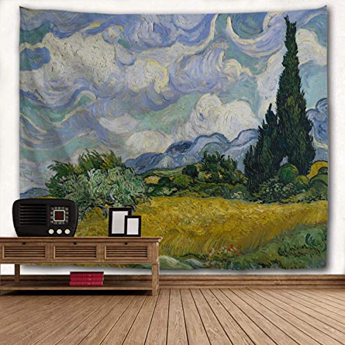 Wandteppich, Weizenfeld-Zypressen, Wandteppich, Heimdekoration, für Wohnzimmer, Schlafzimmer, Schlafsaal, 152,4 x 129,5 cm von WIHVE
