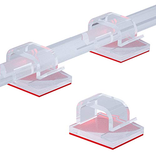 50 Stück Kabelhalter Selbstklebend, Kabelschellen Kabelclips Hochviskose Kabelklemmen Schreibtisch Organizer Kabelmanagement Kabelführung für Ladekabel Wand Desk(Transparent) von WIIBROOK