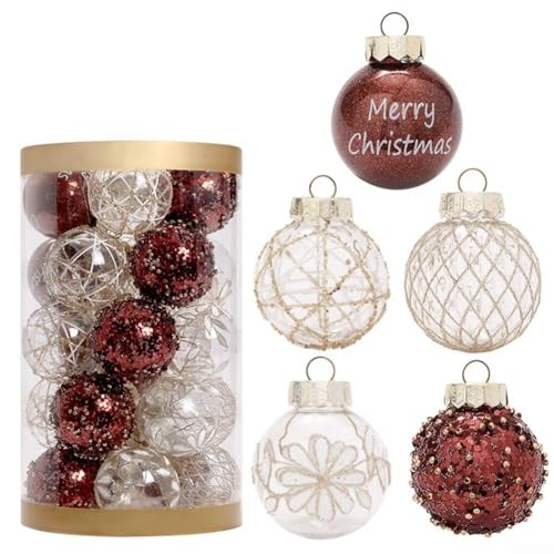 25-teiliges Glitzerkugel-Ornament-Set für Baumschmuck mit funkelndem Finish für Feiertage und Hochzeitsfeiern (Kaffee-Gold) von WIIYENA