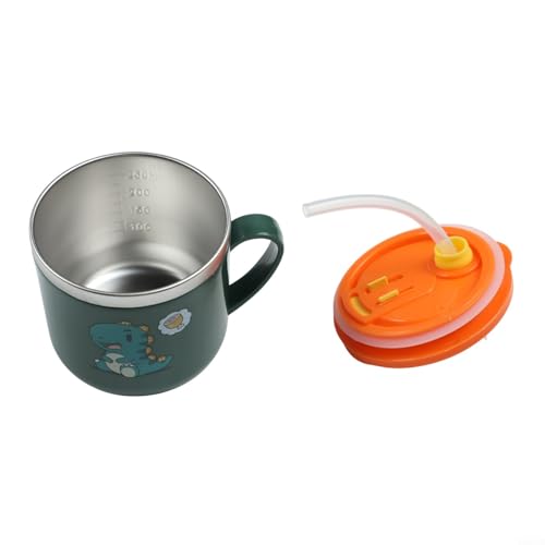 250 ml Baby-Trinkhalmbecher aus Edelstahl mit Skala für Milch, Saft und mehr (grün) von WIIYENA