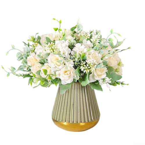 3 Stück Seidenstoff Simulierter Blumenstrauß für Hochzeit und Zuhause, künstliche Blumen für Wohnzimmer Dekoration und Event Verwendung (weiß) von WIIYENA