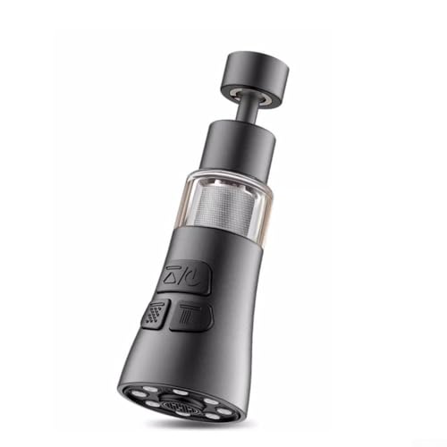 360 Grad drehbarer Wasserhahn, 3-in-1-Sprühkopf, einfache Installation, modernes ästhetisches platzsparendes Design, schwenkbarer Auslauf, vielseitige Funktionalität (Grau) von WIIYENA