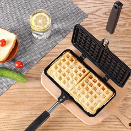 Belgischer Waffeleisen mit Antihaftbeschichtung für Gasherd mit Drehdesign für gleichmäßiges Kochen und einfaches Herausnehmen (zweiköpfige Waffel) von WIIYENA