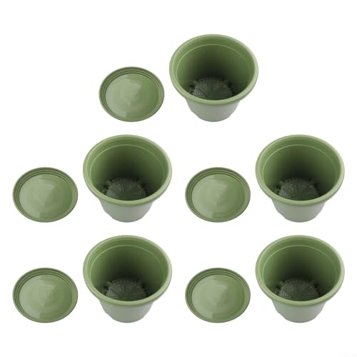 Blumentöpfe aus Kunstharz mit Drainage, 5-teiliges Set für Innen- und Außenbereich, Gartenarbeit (24,5 x 21,5 cm) von WIIYENA