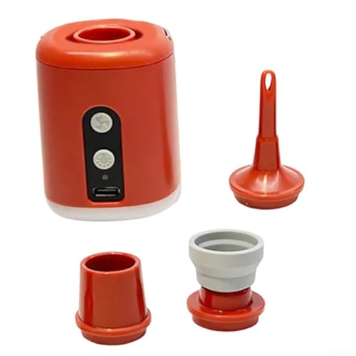 Camping-Luftpumpe mit Beleuchtungsfunktion und austauschbaren Düsen, ideal für alle aufblasbaren Ausrüstungen (orange) von WIIYENA