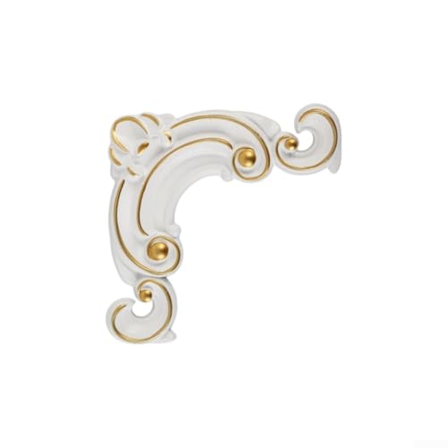 Dekorative Ecken aus PVC verschönern Ihren Raum mit einem Set von 4 Retro-Blumen-Aufklebern (weiß mit gold) von WIIYENA