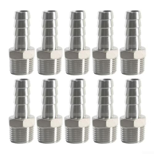 Edelstahl-Schlauchverbinder, 30,5 cm, 10 Stück Widerhaken für zuverlässige Wasserübertragungssysteme (1/2 Zoll x 19 mm) von WIIYENA