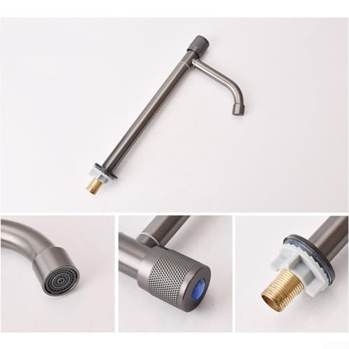 Einzelner Kaltwasserhahn mit drehbarem Auslauf für Küche und Nutzbereiche (L Grau) von WIIYENA