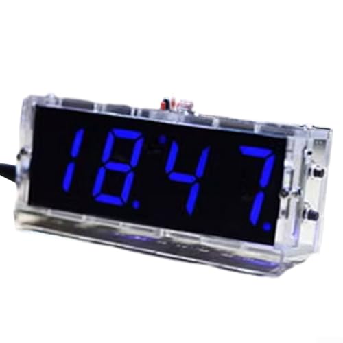 Elektronik-Enthusiasten Digitales Nixie-Röhren-Set, kompaktes Design mit Alarmfunktion und Temperaturanzeige, Blau von WIIYENA