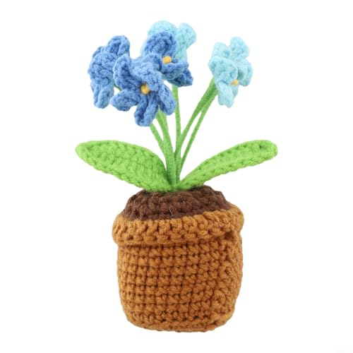 Entzückender Mini-Blumentopf mit einzigartigen Vergissmeinnicht gestrickten Blumen (blau) von WIIYENA