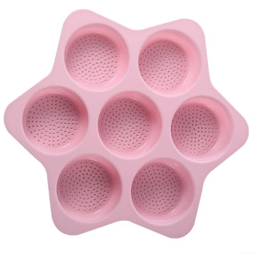Flexible Hamburger-Brötchenform aus Silikon, 7 Mulden, zum Backen von Muffins und Kuchen, spülmaschinenfest für bequeme Reinigung (Rosa) von WIIYENA