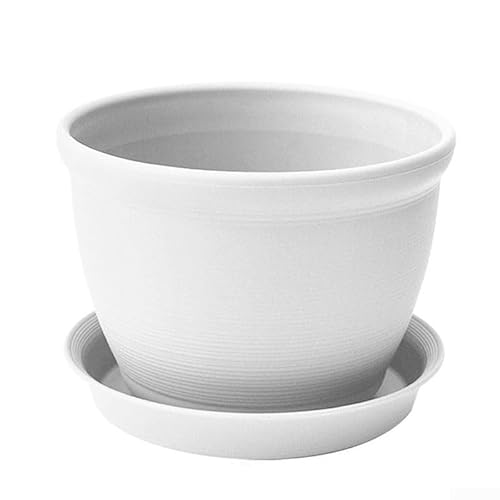 Funktioneller runder Blumentopf, leichtes Design für bequemes Pflanzen und Gartenarbeiten (weiß + Depot) von WIIYENA