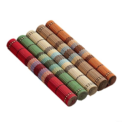 Gewebtes Tischset-Set mit 5 waschbaren Matten mit stilvollem geripptem Design von WIIYENA