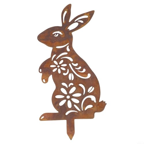 Iron Bunny Gartendekoration, perfekt für saisonale Outdoor-Displays während Ostern (C) von WIIYENA