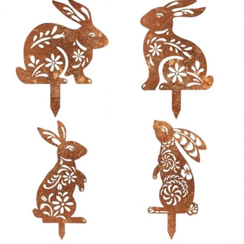 Iron Bunny Gartendekoration, perfekt für saisonale Outdoor-Displays zu Ostern (1 Set) von WIIYENA