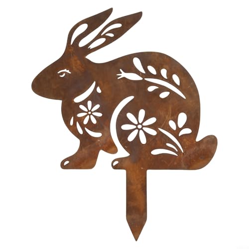 Iron Bunny Gartendekoration, perfekt für saisonale Outdoor-Displays zu Ostern (B) von WIIYENA
