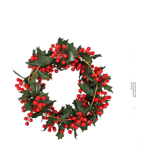 Künstliche Stechpalmen-Girlande, Weihnachten, Hängepflanzen, Efeu, Rebe, Blatt für Laub, Weihnachtsdekoration, Heimdekoration, Nr. 75 von WIIYENA