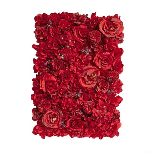 Kunstblumen-Wandpaneel für Hochzeitsbedarf, mit Seidenrosen und Pfingstrosen, für Hoteldekoration und elegante Event-Hintergründe (Burgunderrot) von WIIYENA