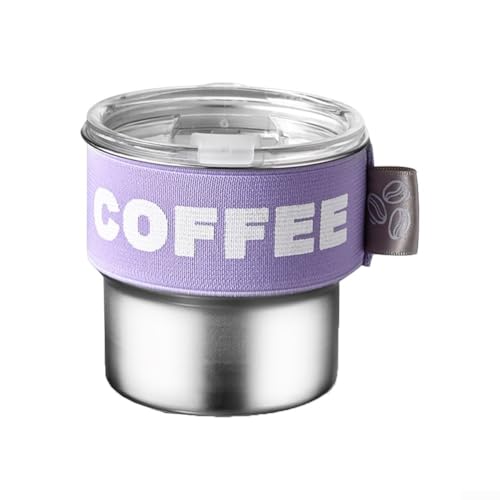 Leichter Edelstahl-Kaffeetasse, 400 ml, auslaufsicheres Design, perfekt für Büro oder Outdoor-Aktivitäten (lila) von WIIYENA