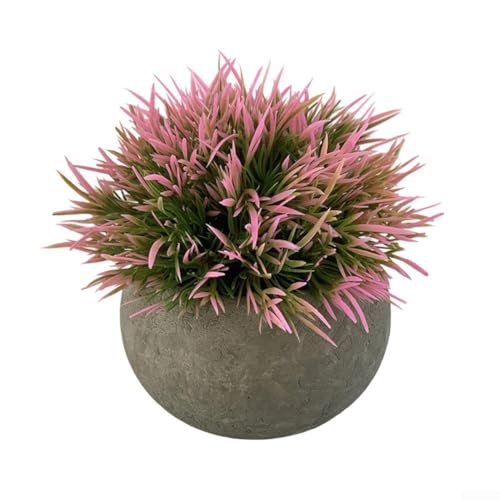 Mini-Kunstpflanzen für Zuhause und Büro, lebensechte künstliche Grünpflanzen, Formschnittsträucher für Tischplatte und Regal (Rosa) von WIIYENA