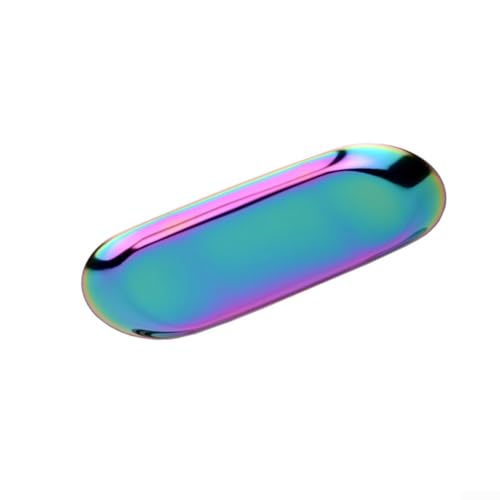Multifunktionales Edelstahl-Tablett, perfekte Schale zum Servieren von Obst oder zur Aufbewahrung von Schmuck zu Hause (bunt) von WIIYENA