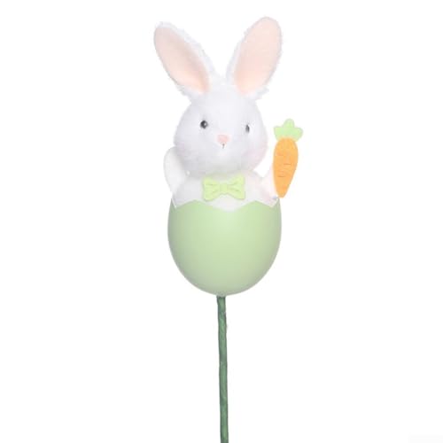 Niedliche Hasen-Dekoration für Ostern für Eier und DIY-Blumenarrangements, hergestellt aus ABS und Stoff (hellgrün) von WIIYENA