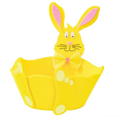 Ostereierkorb aus Filz im Hasen-Design zur Aufbewahrung von Leckereien wie Süßigkeiten und Keksen, und freundlicher Korb für Osterfeiern und Dekorationen (gelb) von WIIYENA